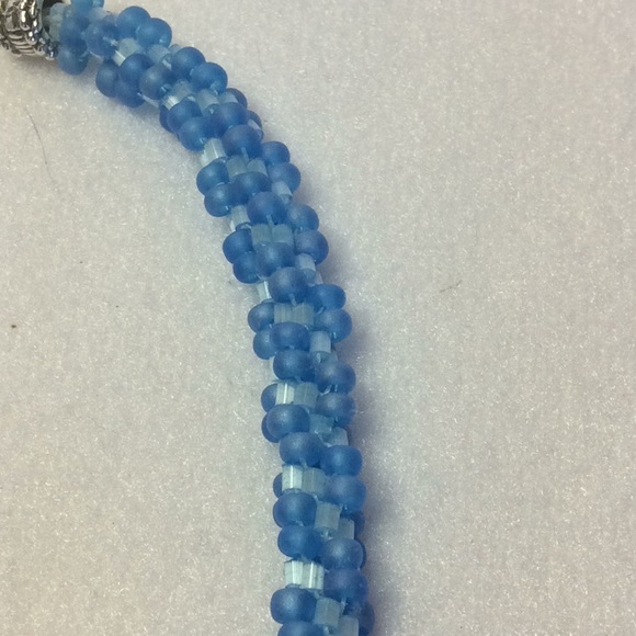 FINAL SALE PRICE Dark Turquoise & White Matte Hand Made Jewelry Set - Picture 2 of 5